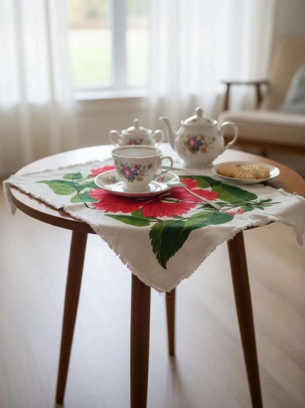 Pretty Hibiscus Flower Linen rectangle placemat 2